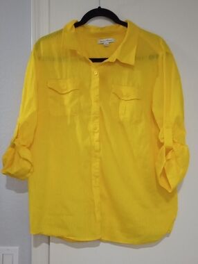 Studio Works Yellow Lightweight Button-Up Shirt Jacket
